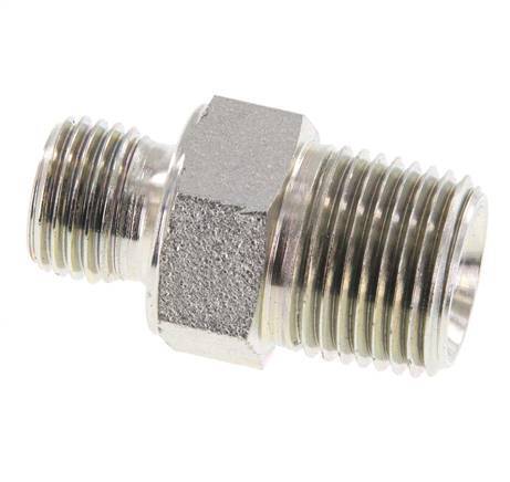 3/8'' NPT x G 1/4'' Verzinkter Stahl Doppelnippel 3-teilig 700 Bar - Hydraulisch