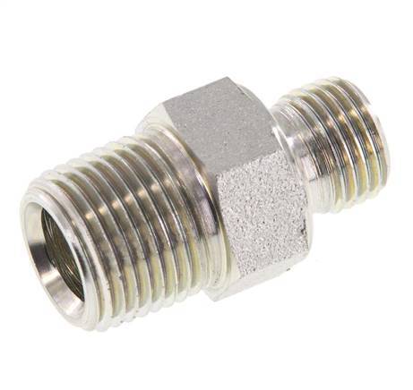 3/8'' NPT x G 1/4'' Verzinkter Stahl Doppelnippel 3-teilig 700 Bar - Hydraulisch