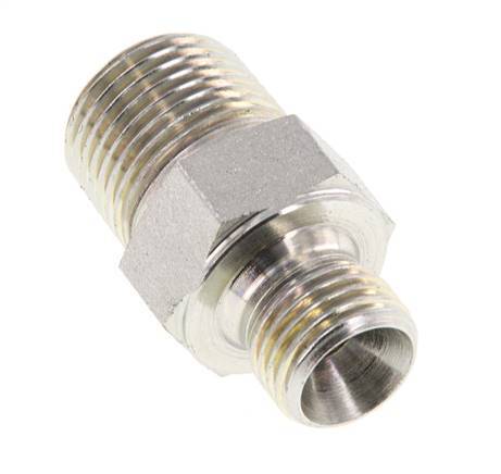 3/8'' NPT x G 1/4'' Verzinkter Stahl Doppelnippel 3-teilig 700 Bar - Hydraulisch