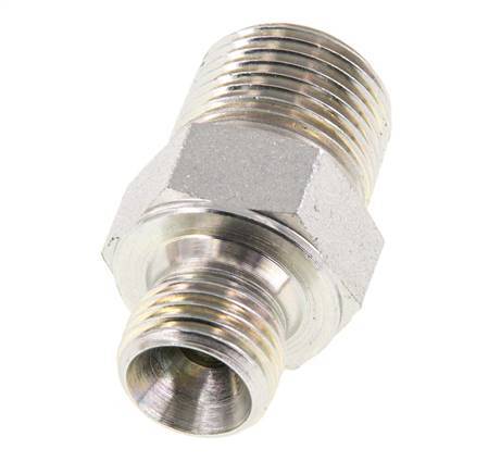 3/8'' NPT x G 1/4'' Verzinkter Stahl Doppelnippel 3-teilig 700 Bar - Hydraulisch