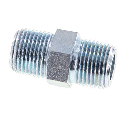 3/8'' NPT Zinc plated Steel Double Nipple 210 Bar - Hydraulic [2 Pieces]