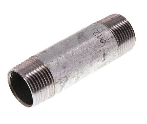 R 1'' Zinc plated Steel Double Pipe Nipple 50 Bar DIN 2982 - 100mm [2 Pieces]