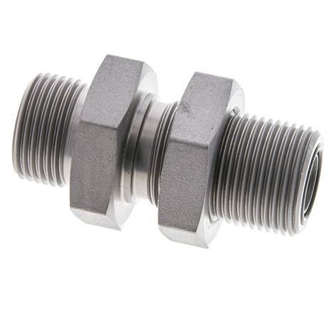 UNS 1''-14 Außengewinde aus verzinktem Stahl Schottverschraubung ORFS 400 Bar - Hydraulisch