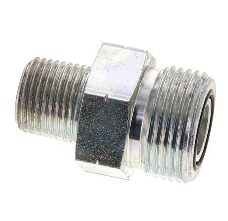 UN 1-3/16''-12 x 1/2'' NPT Verzinkter Stahl Doppelnippel ORFS 400 Bar - Hydraulisch