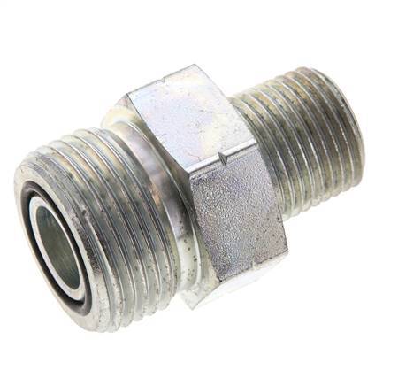 UN 1-3/16''-12 x 1/2'' NPT Verzinkter Stahl Doppelnippel ORFS 400 Bar - Hydraulisch