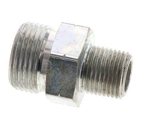 UN 1-3/16''-12 x 1/2'' NPT Verzinkter Stahl Doppelnippel ORFS 400 Bar - Hydraulisch