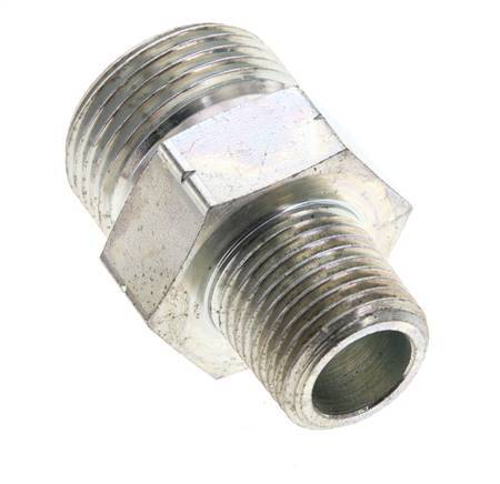 UN 1-3/16''-12 x 1/2'' NPT Verzinkter Stahl Doppelnippel ORFS 400 Bar - Hydraulisch