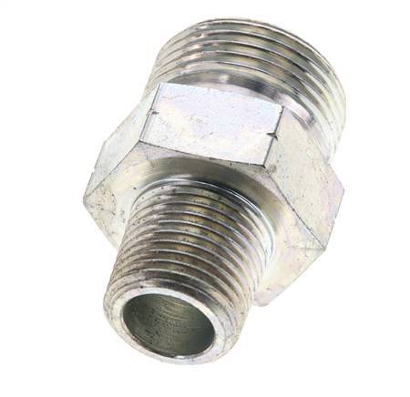 UN 1-3/16''-12 x 1/2'' NPT Verzinkter Stahl Doppelnippel ORFS 400 Bar - Hydraulisch