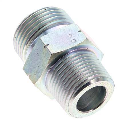 UN 1-3/16''-12 x 3/4'' NPT Verzinkter Stahl Doppelnippel ORFS 400 Bar - Hydraulisch