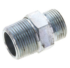 UN 1-3/16''-12 x 1'' NPT Zinc plated Steel Double Nipple ORFS 400 Bar - Hydraulic