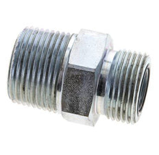 UN 1-3/16''-12 x 1'' NPT Zinc plated Steel Double Nipple ORFS 400 Bar - Hydraulic