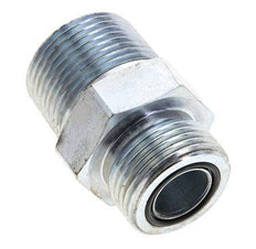 UN 1-3/16''-12 x 1'' NPT Zinc plated Steel Double Nipple ORFS 400 Bar - Hydraulic