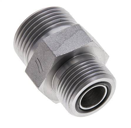 UN 1-3/16''-12 x UNS 1''-14 Zinc plated Steel Double Nipple ORFS 400 Bar - Hydraulic