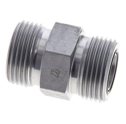 UN 1-3/16''-12 Verzinkter Stahl Doppelnippel ORFS 400 Bar - Hydraulisch