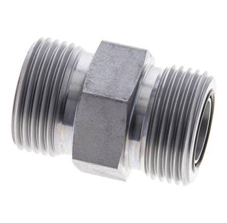 UN 1-3/16''-12 Verzinkter Stahl Doppelnippel ORFS 400 Bar - Hydraulisch