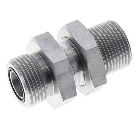 UN 1-3/16''-12 Außengewinde aus verzinktem Stahl Schottverschraubung ORFS 400 Bar - Hydraulisch