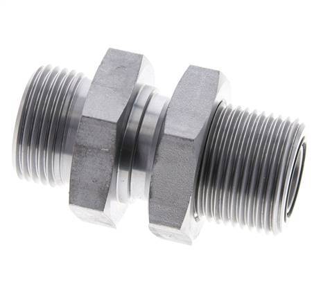 UN 1-3/16''-12 Außengewinde aus verzinktem Stahl Schottverschraubung ORFS 400 Bar - Hydraulisch
