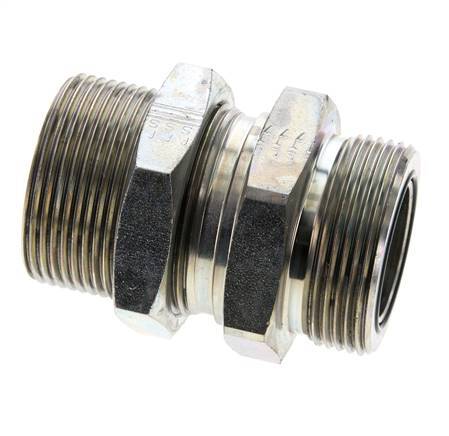 UN 1-11/16''-12 Außengewinde aus verzinktem Stahl Schottverschraubung ORFS 250 Bar - Hydraulisch