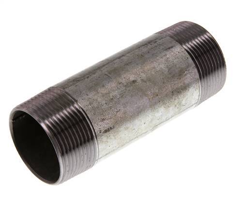R 1 1/2'' Zinc plated Steel Double Pipe Nipple 50 Bar DIN 2982 - 120mm [2 Pieces]