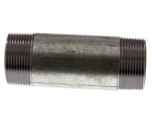 R 1 1/2'' Zinc plated Steel Double Pipe Nipple 50 Bar DIN 2982 - 120mm [2 Pieces]