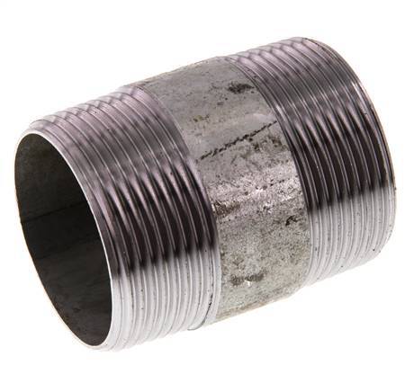 R 1 1/2'' Zinc plated Steel Double Pipe Nipple 50 Bar DIN 2982 - 60mm [2 Pieces]