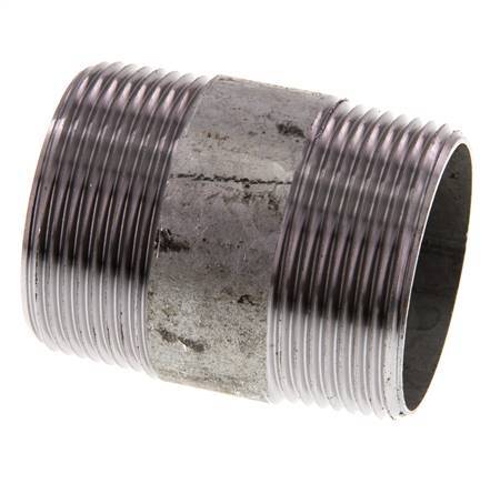 R 1 1/2'' Zinc plated Steel Double Pipe Nipple 50 Bar DIN 2982 - 60mm [2 Pieces]