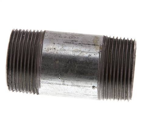 R 1 1/4'' Zinc plated Steel Double Pipe Nipple 50 Bar DIN 2982 - 80mm [2 Pieces]