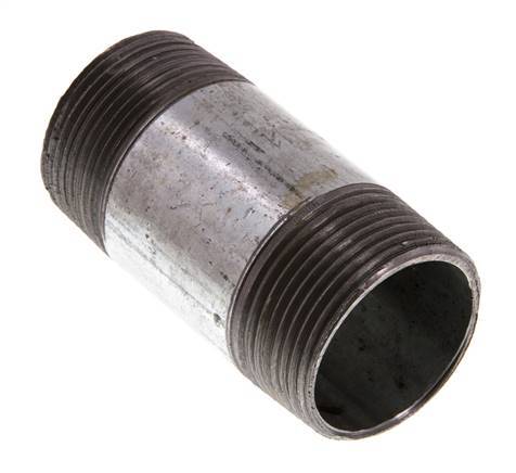 R 1 1/4'' Zinc plated Steel Double Pipe Nipple 50 Bar DIN 2982 - 80mm [2 Pieces]