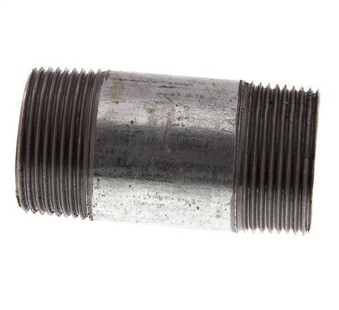 R 1 1/4'' Zinc plated Steel Double Pipe Nipple 50 Bar DIN 2982 - 80mm [2 Pieces]