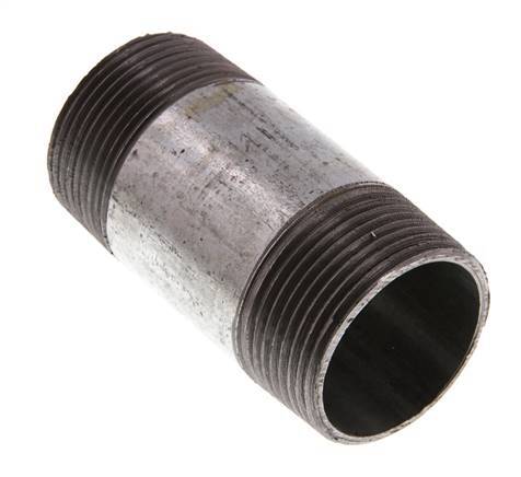 R 1 1/4'' Zinc plated Steel Double Pipe Nipple 50 Bar DIN 2982 - 80mm [2 Pieces]