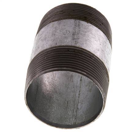 R 2'' Zinc plated Steel Double Pipe Nipple 50 Bar DIN 2982 - 80mm [2 Pieces]