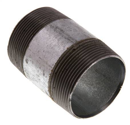 R 2'' Zinc plated Steel Double Pipe Nipple 50 Bar DIN 2982 - 80mm [2 Pieces]