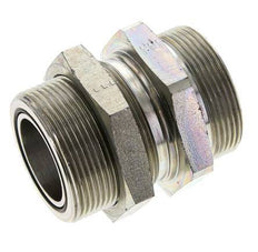 UN 2''-12 Male Zinc plated Steel Bulkhead Fitting ORFS 250 Bar - Hydraulic
