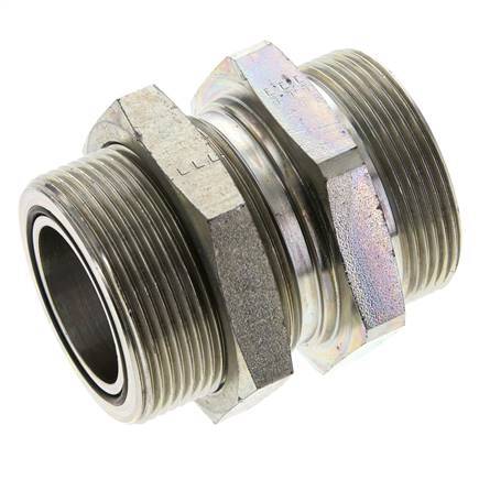 UN 2''-12 Außengewinde aus verzinktem Stahl Schottverschraubung ORFS 250 Bar - Hydraulisch