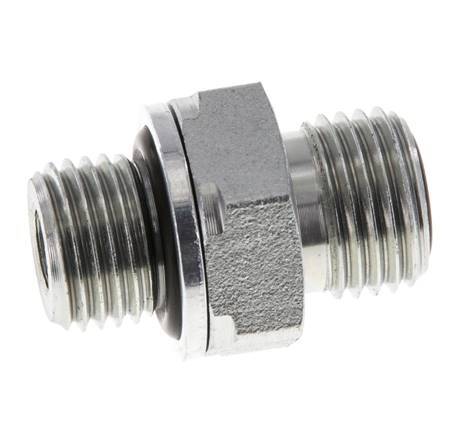 UNF 9/16''-18 x G 1/4'' Verzinkter Stahl Doppelnippel ORFS 630 Bar - Hydraulisch