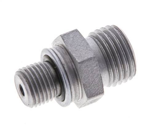 UNF 9/16''-18 x M10x1 Zinc plated Steel Double Nipple ORFS 630 Bar - Hydraulic