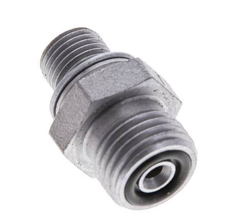 UNF 9/16''-18 x M10x1 Zinc plated Steel Double Nipple ORFS 630 Bar - Hydraulic