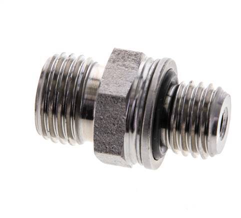 UNF 9/16''-18 x M12x1.5 Verzinkter Stahl Doppelnippel ORFS 630 Bar - Hydraulisch