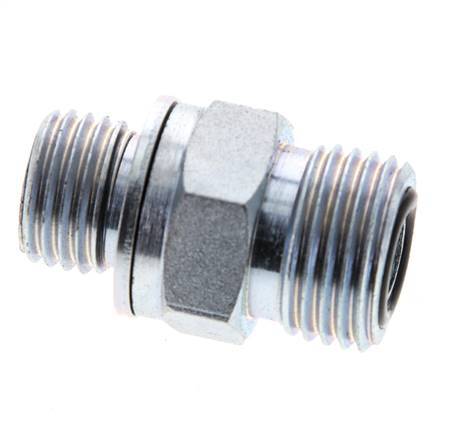 UN 11/16''-16 x M14x1.5 Zinc plated Steel Double Nipple ORFS 630 Bar - Hydraulic