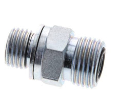 UN 11/16''-16 x M14x1.5 Zinc plated Steel Double Nipple ORFS 630 Bar - Hydraulic