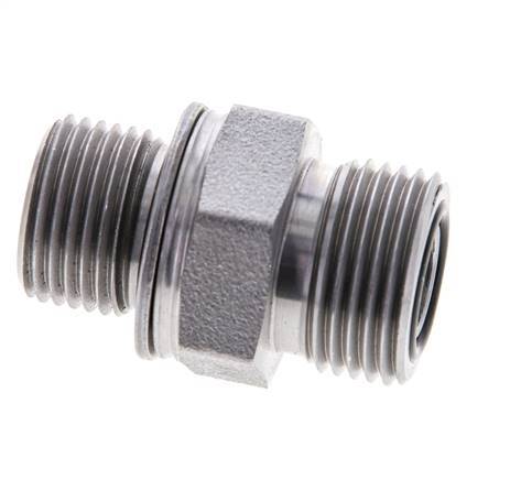 UN 13/16''-16 x M18x1.5 Verzinkter Stahl Doppelnippel ORFS 630 Bar - Hydraulisch