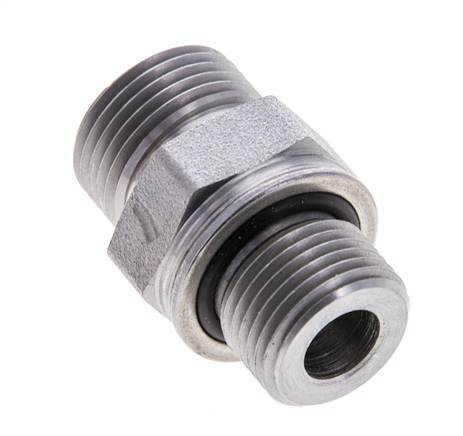 UN 13/16''-16 x M18x1.5 Verzinkter Stahl Doppelnippel ORFS 630 Bar - Hydraulisch