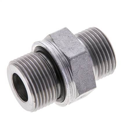 UN 13/16''-16 x M22x1.5 Zinc plated Steel Double Nipple ORFS 630 Bar - Hydraulic