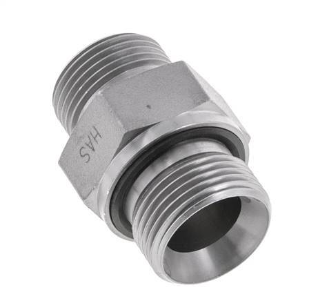 UNS 1''-14 x G 3/4'' Verzinkter Stahl Doppelnippel ORFS 400 Bar - Hydraulisch