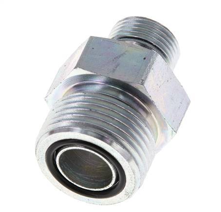 UNS 1''-14 x G 3/8'' Zinc plated Steel Double Nipple ORFS 400 Bar - Hydraulic