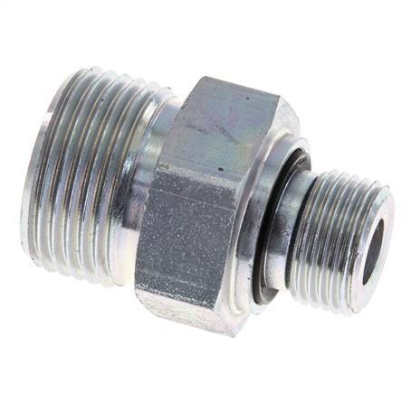 UNS 1''-14 x G 3/8'' Zinc plated Steel Double Nipple ORFS 400 Bar - Hydraulic