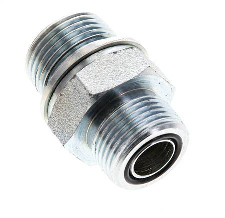 UNS 1''-14 x M27x2 Verzinkter Stahl Doppelnippel ORFS 400 Bar - Hydraulisch