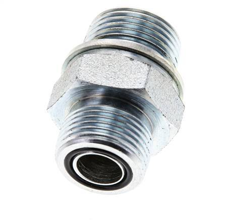 UNS 1''-14 x M27x2 Verzinkter Stahl Doppelnippel ORFS 400 Bar - Hydraulisch