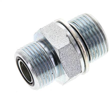 UNS 1''-14 x M27x2 Verzinkter Stahl Doppelnippel ORFS 400 Bar - Hydraulisch