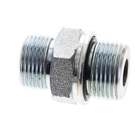 UNS 1''-14 x M27x2 Verzinkter Stahl Doppelnippel ORFS 400 Bar - Hydraulisch